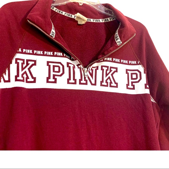 PINK maroon front  3/4 zipper sweatshirt size extra small - Picture 4 of 7